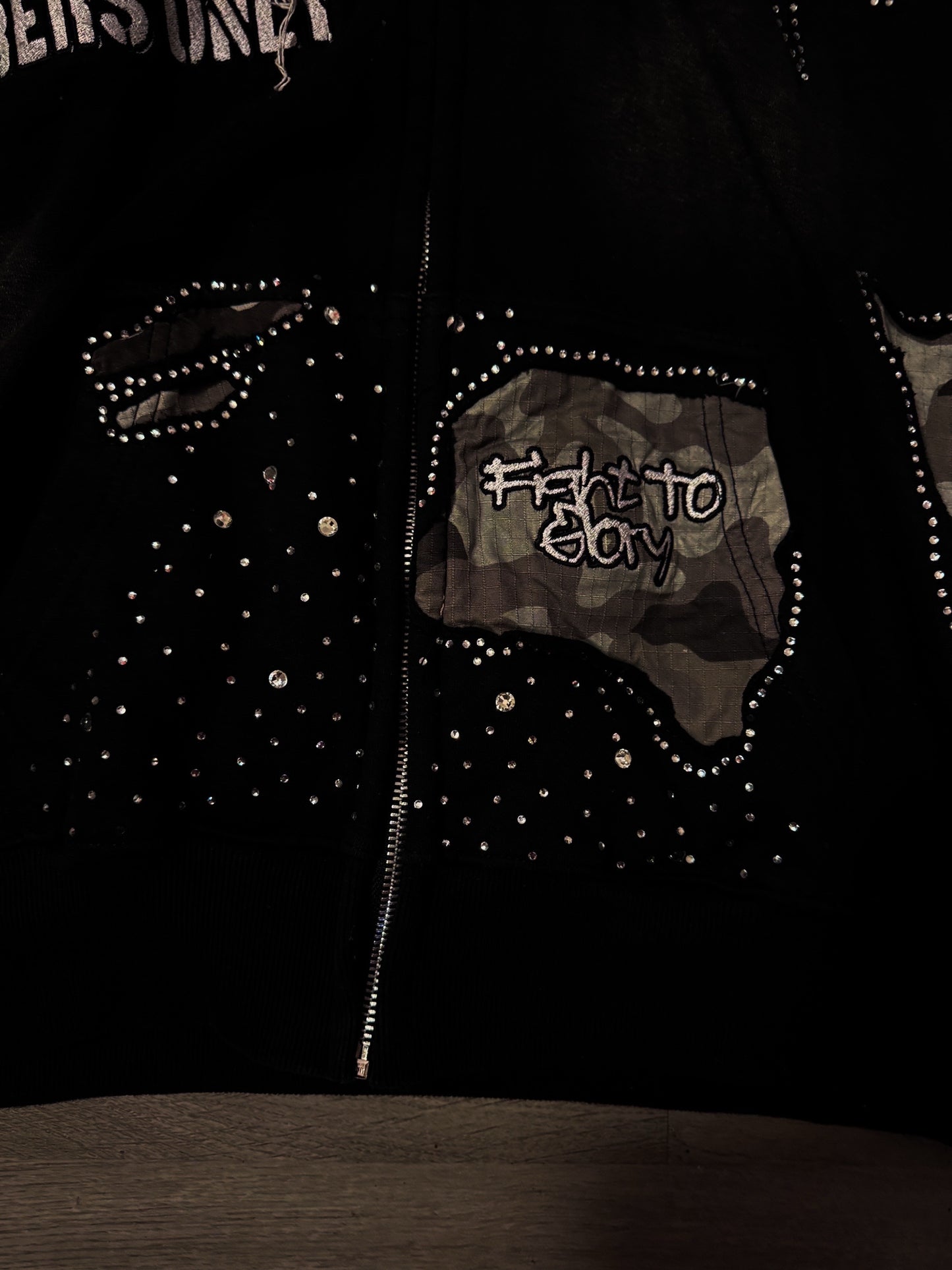 BRUTAL EROSION RHINESTONE ZIP UP