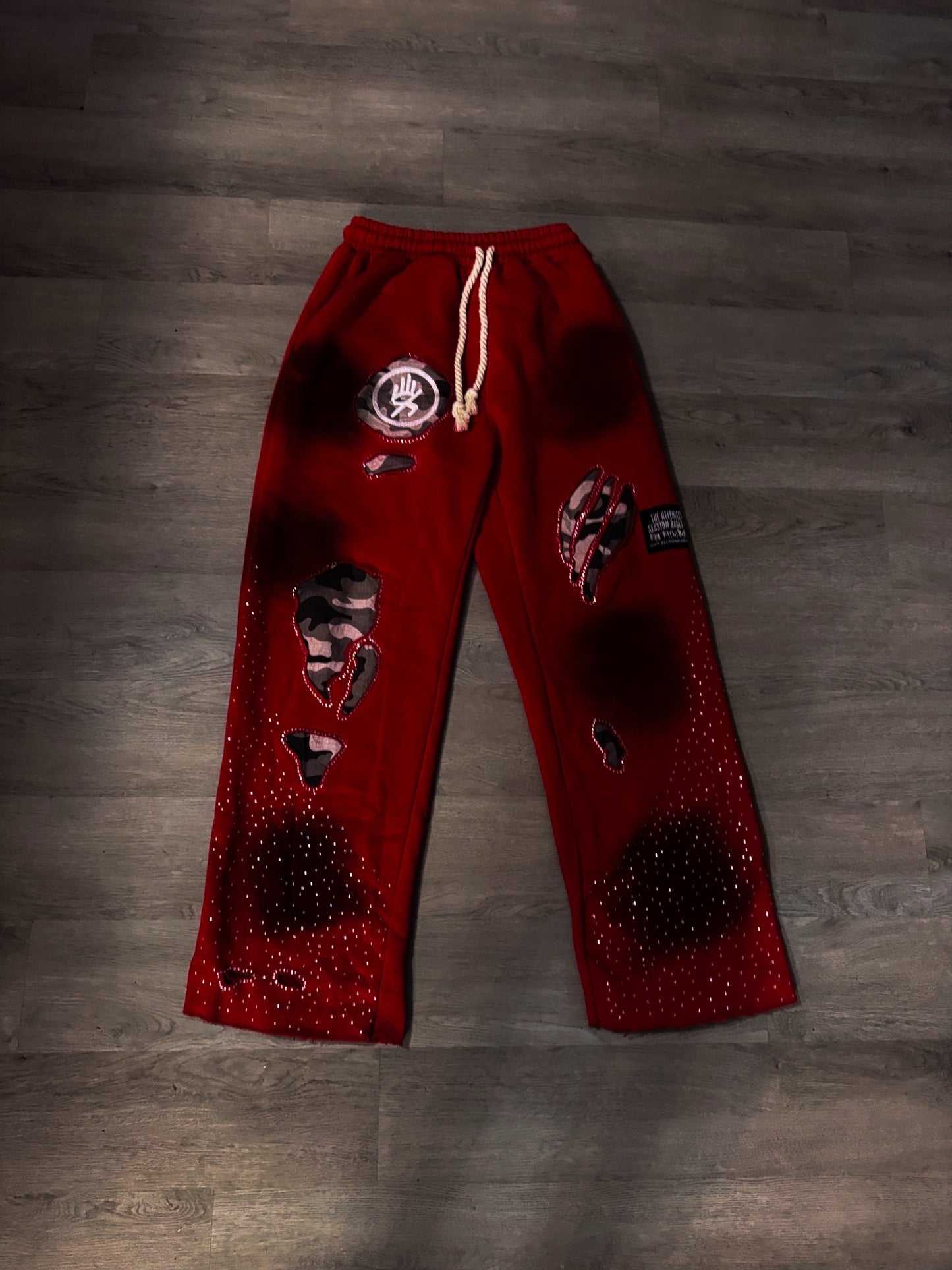 BRUTAL EROSION RHINESTONE SWEATPANTS