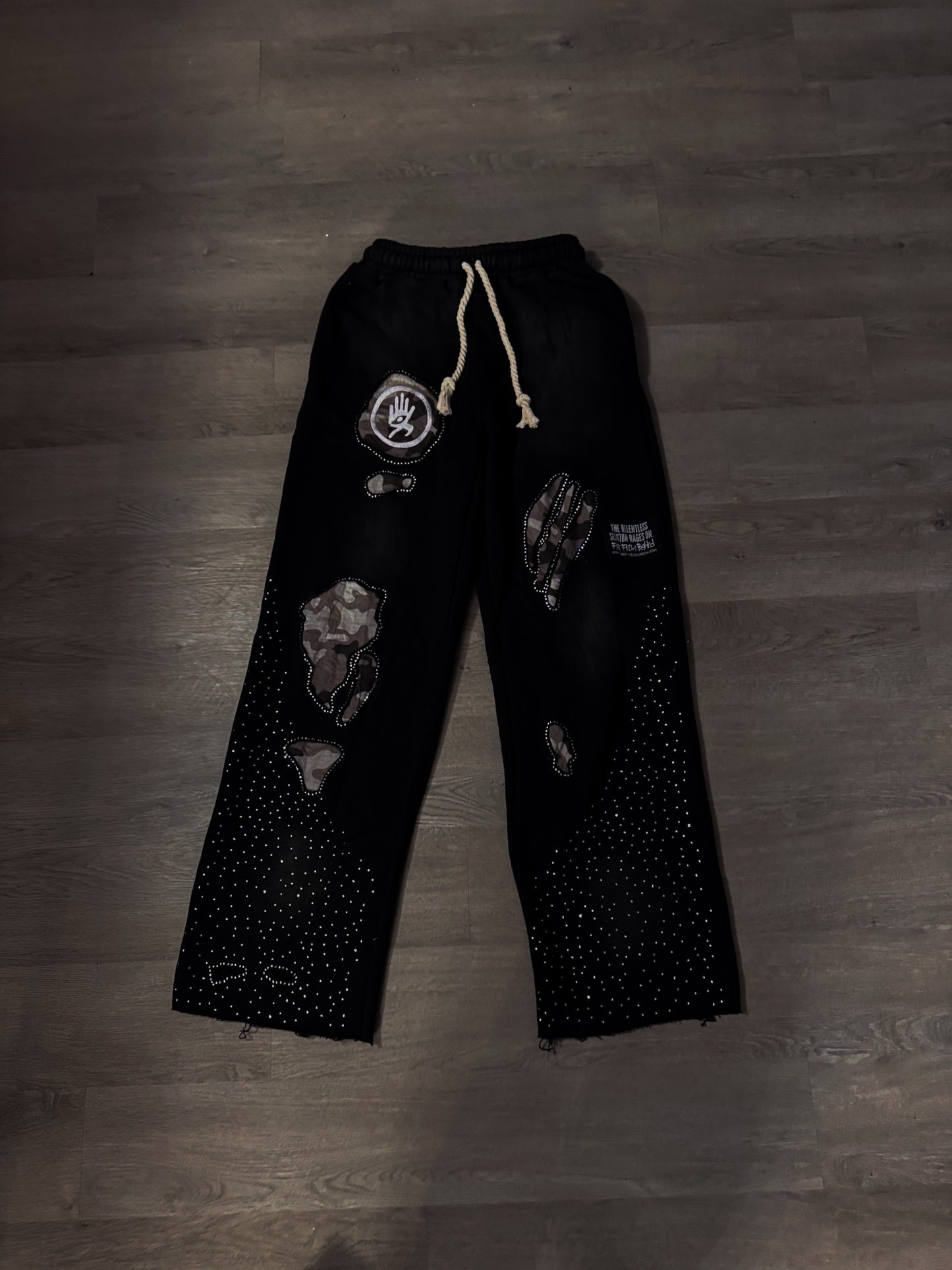 BRUTAL EROSION RHINESTONE SWEATPANTS