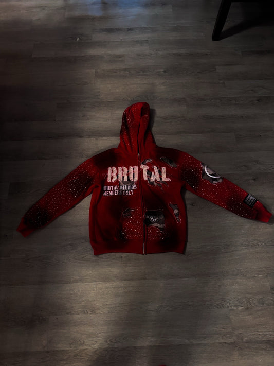 BRUTAL EROSION RHINESTONE ZIP UP